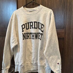 Champion Men's Gray Crewneck Sweater Vintage- Purdue Northwest